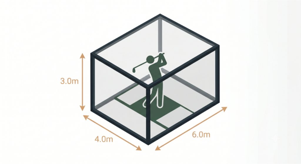 Space for garden room golf simulator